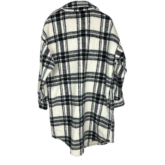 NWT Steve Madden Wool Blend Cream Plaid Button-Up Shacket Size Large - Picture 5 of 10